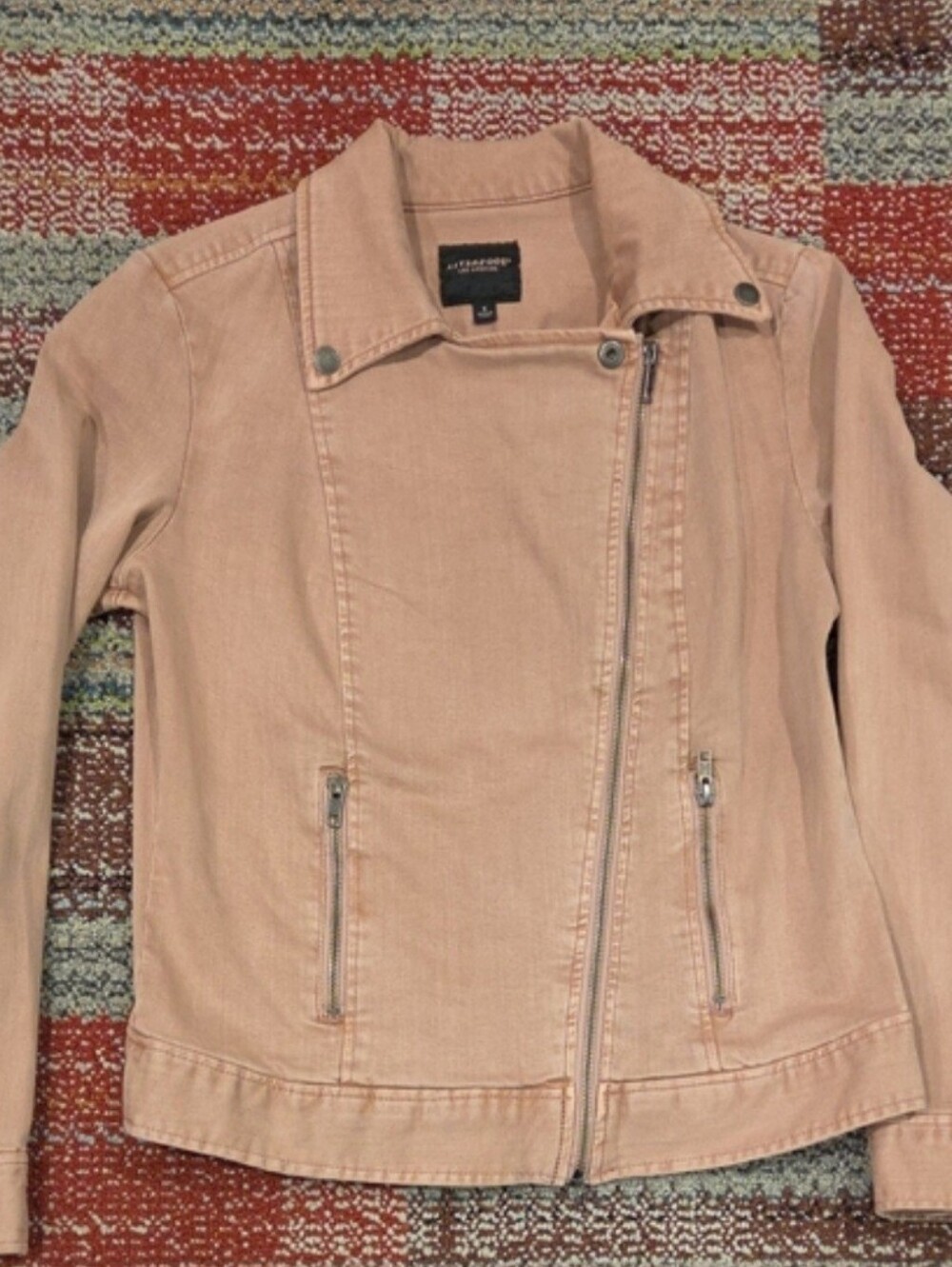 Liverpool Blush Pink Jean Moto Jacket